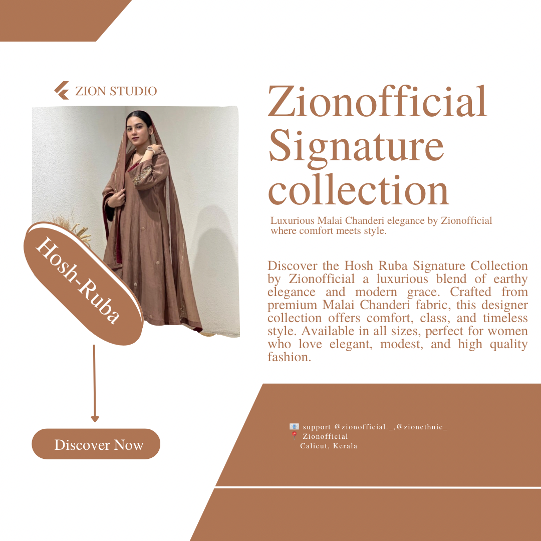 Brown Hosh-Ruba Full Sleeve 3panel salwa Set for Women in Malai Chanderi Fabric by Zionofficial