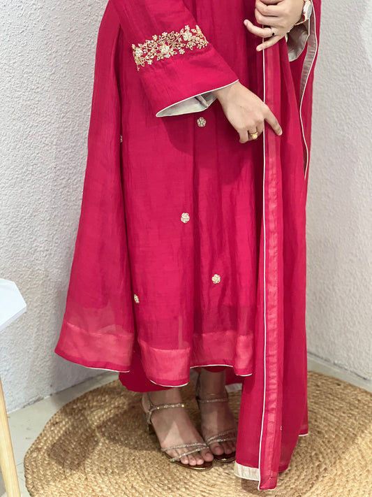 Izel Pure Malaichanderi 3 Panel Kurthi Set with Dupatta