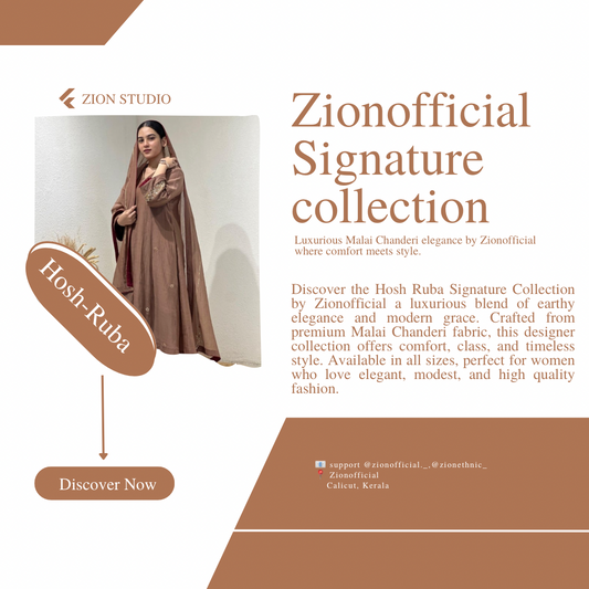 Brown Hosh-Ruba Full Sleeve 3panel salwa Set for Women in Malai Chanderi Fabric by Zionofficial