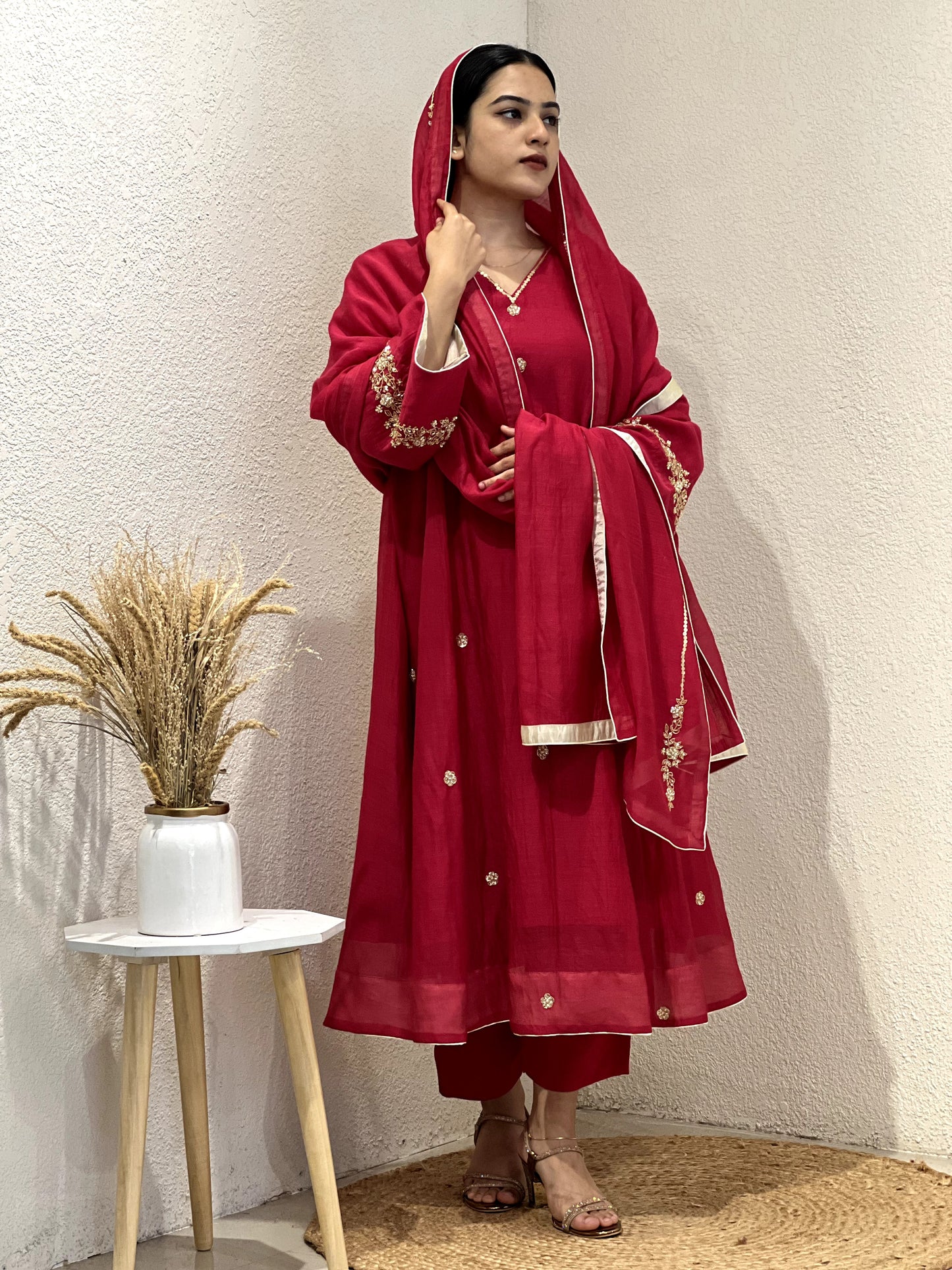 Izel Pure Malaichanderi 3 Panel Kurthi Set with Dupatta