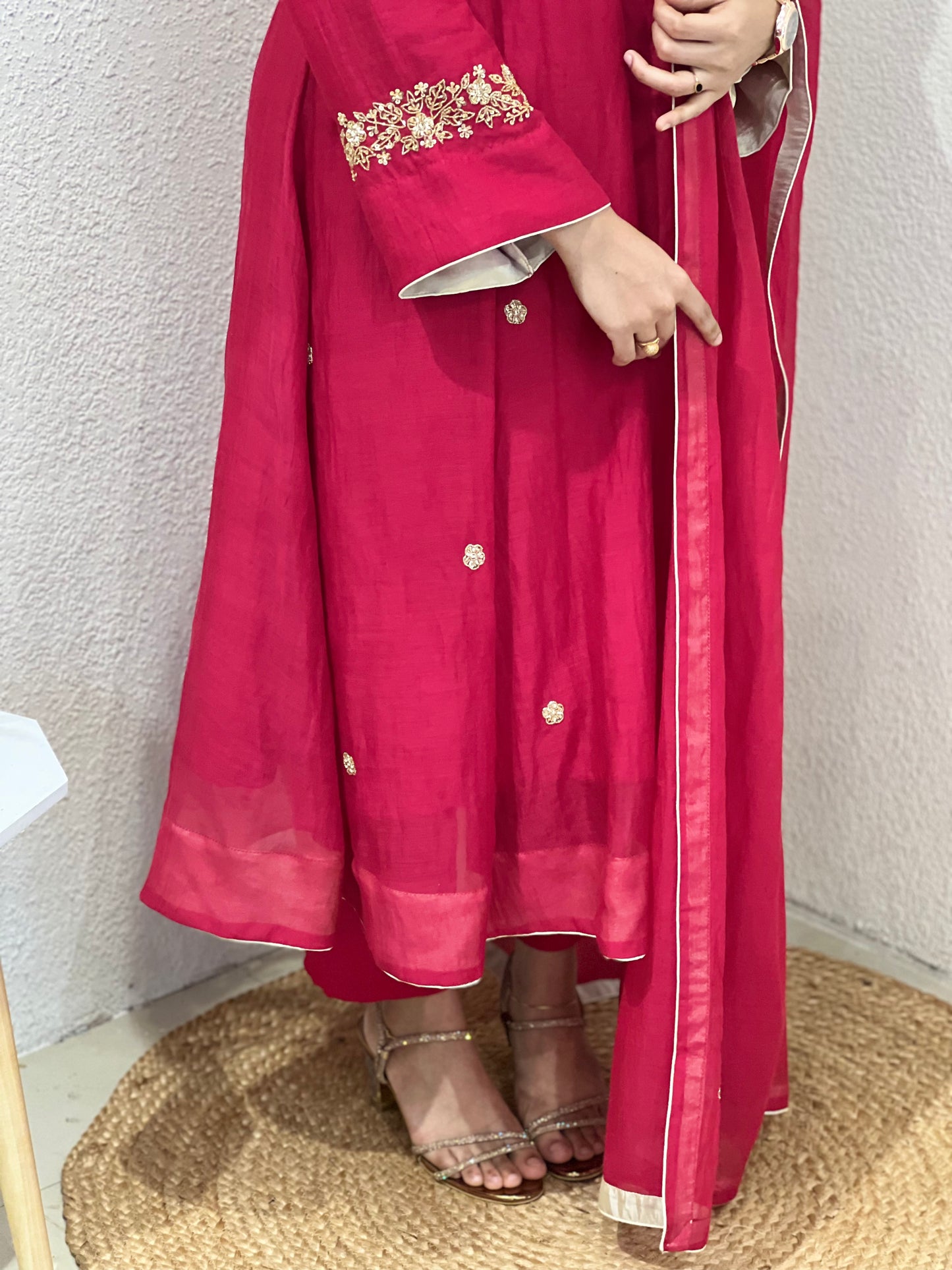 Izel Pure Malaichanderi 3 Panel Kurthi Set with Dupatta
